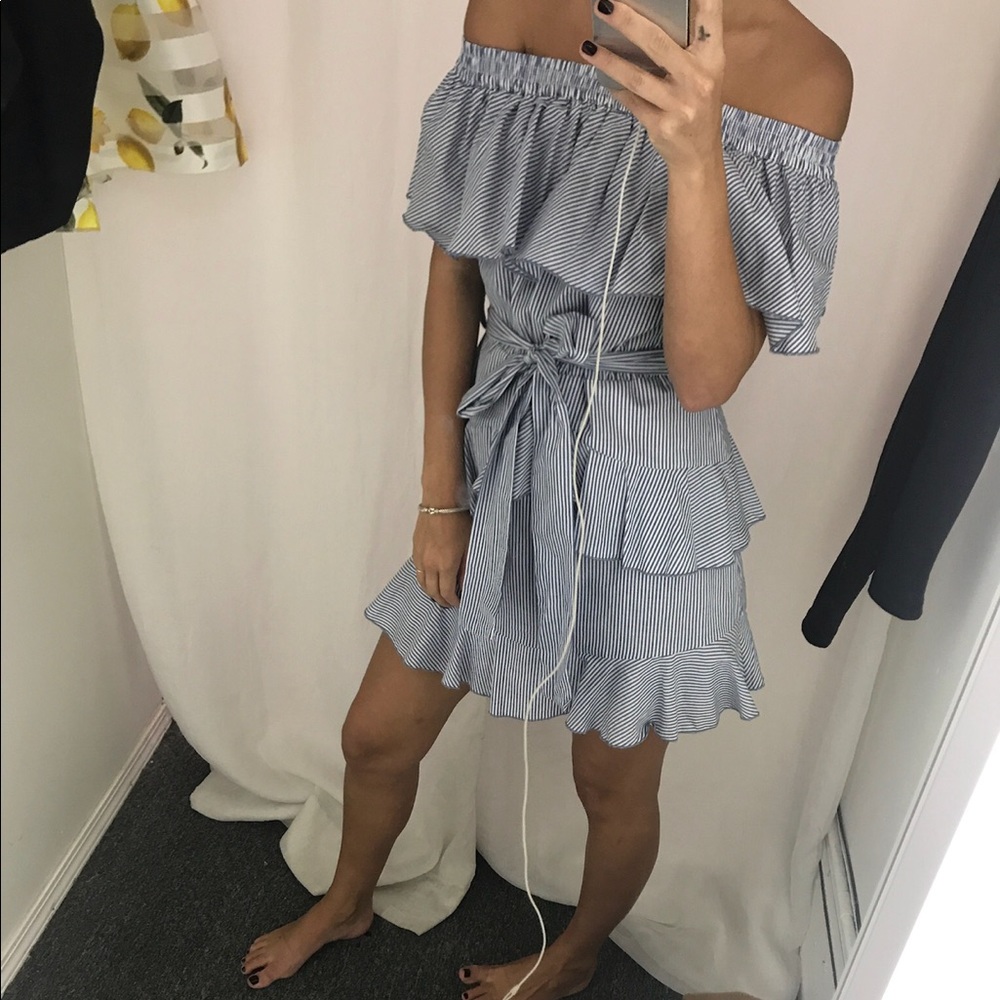 BLUE&WHITE STRIPED DRESS